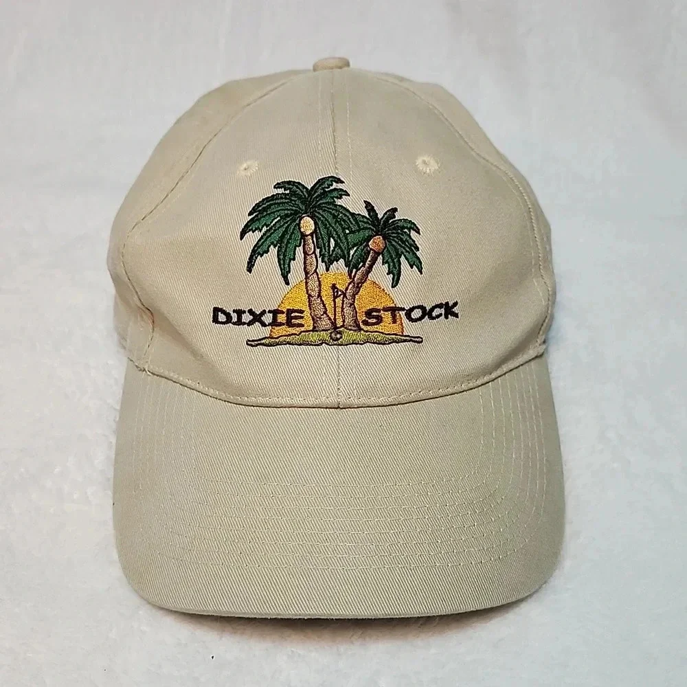 Dixie Stock Embroidered Palm Tree Baseball Cap – Khaki Adjustable Hat